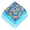 Cotton And Linen Printing Shawl Square Scarf Headscarf Tassel Scarf - WJ14 hole blue