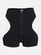 Women Zip Front Cut Out Breathable Hip Lift High Waist Panty Body Shaper Shapewear - Black