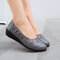 Women Casual Soft Breathable Hollow Slip On Flats - Gray