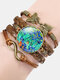 Vintage Painting Crystal Bracelet Hand-Woven Butterfly Infinity Symbol Men Women Multi-Layer Leather Bracelet - #08