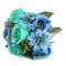 Bride Silk Rose Dahlia Bouquet Artificial Flower Wedding Party Supply Home Decoration - Blue