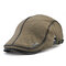 Men's Knit Flat Cap Padded Warm Beret Caps Casual Outdoor Visor Forward Hat - Coffee
