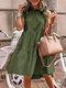Stringy Selvedge Solid Color Sleeveless Casual Dress For Women - Green