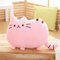 Creative Cartoon Cat Pillow Washable Decorative Waist Pillow Cute Cat Seat Cushion Plush Toy - Pink