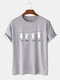Mens Cute Cat Print Crew Neck Cotton Short Sleeve T-Shirts - Gray