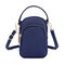 Women Nylon Waterproof Multi- Slot Solid Crossbody Bag Mini Portable Phone Bag - Blue