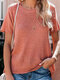 Solid Color Short Sleeve O-neck T-shirt For Women - Orange