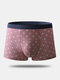 Men Funny Print Boxer Briefs Cotton Comfortable Antibacterial Pouch Liner Underwear - Wine Red