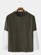 Mens Cotton Patchwork Solid Color Casual Thin Long Sleeve T-Shirts - Army Green