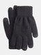 Men Color Mixing Knitted Plus Velvet Cold Proof Warmth Touch Screen Full-finger Gloves - Black