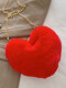 Women Plush Chain Heart Pattern Crossbody Bag Shoulder Bag - Red