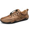 Men Microfiber Leather Lace-up Stitching Soft Casual Driving Shoes - Khaki