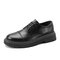 Men Brief Stitching Lace-Up Pure Color Casual Work Shoes - Black