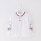 Flower Embroidery Girls Shirt Long Sleeve Spring Tops For 4-15Y - White