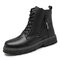 Men British Style Side Zipper Work Boots Classic Motorcycle Boots - Black
