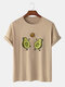 Mens Funny Avocado Pattern 100% Cotton Short Sleeve T-Shirt - Khaki