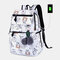 Women USB Charging Printed 15.6 Inch Laptop Pocket Fluffy Ball Large-capacity Backpack - #01