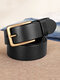 110-130 CM Men PU Solid Color Square Alloy Pin Buckle Casual Business Belt - Black