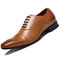Men PU Leather Non Slip Cap Toe Business Casual Formal Dress Shoes  - Brown