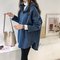 Women's New Loose Bf Wind Hooded Sweater Women's Head Long-sleeved Shirt Hong Kong Flavor Chic Thick Coat - Blue