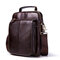 Men Genuine Leather Business Casual Vintage Large Capacity Multi-function Crossbody Bag - Dark Coffee