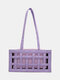 Women 2PCS Hollow Out Solid Satchel Shoulder Bag - Purple