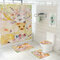 Elk Flower Printing Shower Curtain Floor Mat Four-Piece Combination Bathroom Mat Set - #3
