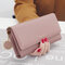 Women Faux Leather Solid Multi-function Long Wallet 9 Card Slots Phone Clutch Bags  - Pink