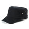 Mens Cotton Breathable Flat Baseball Hat Outdoor Sport Visor Military Training Cap Adjustable - Black
