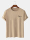 Mens King Chest Print Plain 100% Cotton Short Sleeve T-Shirts - Khaki