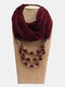 1 Pcs Chiffon Pure Color Resin Pendant Decor Sunshade Keep Warm Shawl Turban Scarf Necklace - Maroon