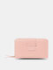 Women's Faux Leather Simple Zipper Wallet Multi-card Slot Card Holder Mini Wallet - Pink