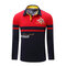 Mens Fall Winter Stitching Color Letter Printed Casual Cotton Golf Shirt - Red