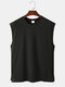 Mens Solid Color Crew Neck Daily Sleeveless Tank Top - Black