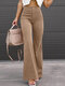 Solide Cord-Bootcut-Hose mit Taschen und hoher Taille - Khaki