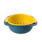 Double Layers Drain Basket Kitchen Wash Basin Pots Plastic Fruit Basket Drain Water Wash Basket - Dark Blue