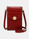 Women Faux Leather Fashion Multifunction Solid Color Crossbody Bag Mini Phone Bag - Red