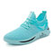 Men Daily Knitted Fabric Lace Up Soft Soled Running Sport Shoes - Blue