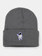 Men & Women Wool Warm Windproof Sunvisor Astronaut Printing Knitted Hat Beanie Hat - Gray