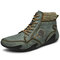 Soft حذاء رجالي برباط من الجلد المصنوع من الألياف الدقيقة ومقاوم للانزلاق - أخضر