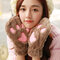 Cat Claw Gloves Half-finger Warm Plush Gloves - #02