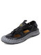 Men Outdoor Hollow Out Hand Stitching Water Casual Sandals - Black