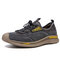 Men Mesh Leather Splicing Non Slip Elastic Lace Outdoor Casual Shoes - Grey