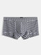Men Striped Sexy Cotton Boxer Briefs Comfortable Spandex Stretch Patchwork Underwear With Pouch - Royal Blue