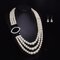 Luxury Womens Pearl Wedding Jewelry Set Gemstone Pearl Necklaces Drop Earrings for Women - Black