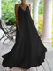 فستان ماكسي سادة بأشرطة مطاطية اللون مقاس Plus - أسود