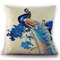 Простая льняная подушка с цветком павлина Чехол Диван для дома Авто Наволочка Dec - #3