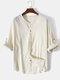 Mens Pure Color Basics Cotton Long Sleeve Shirts With Sleeve Tabs - Khaki