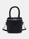 Women Faux Leather Fashion Shopping Solid Candy Bright Color Mini Handbag Crossbody Bag - Black