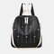 Women Star Rivet Waterproof Multi-carry Handbag Shoulder Bag Backpack - Black